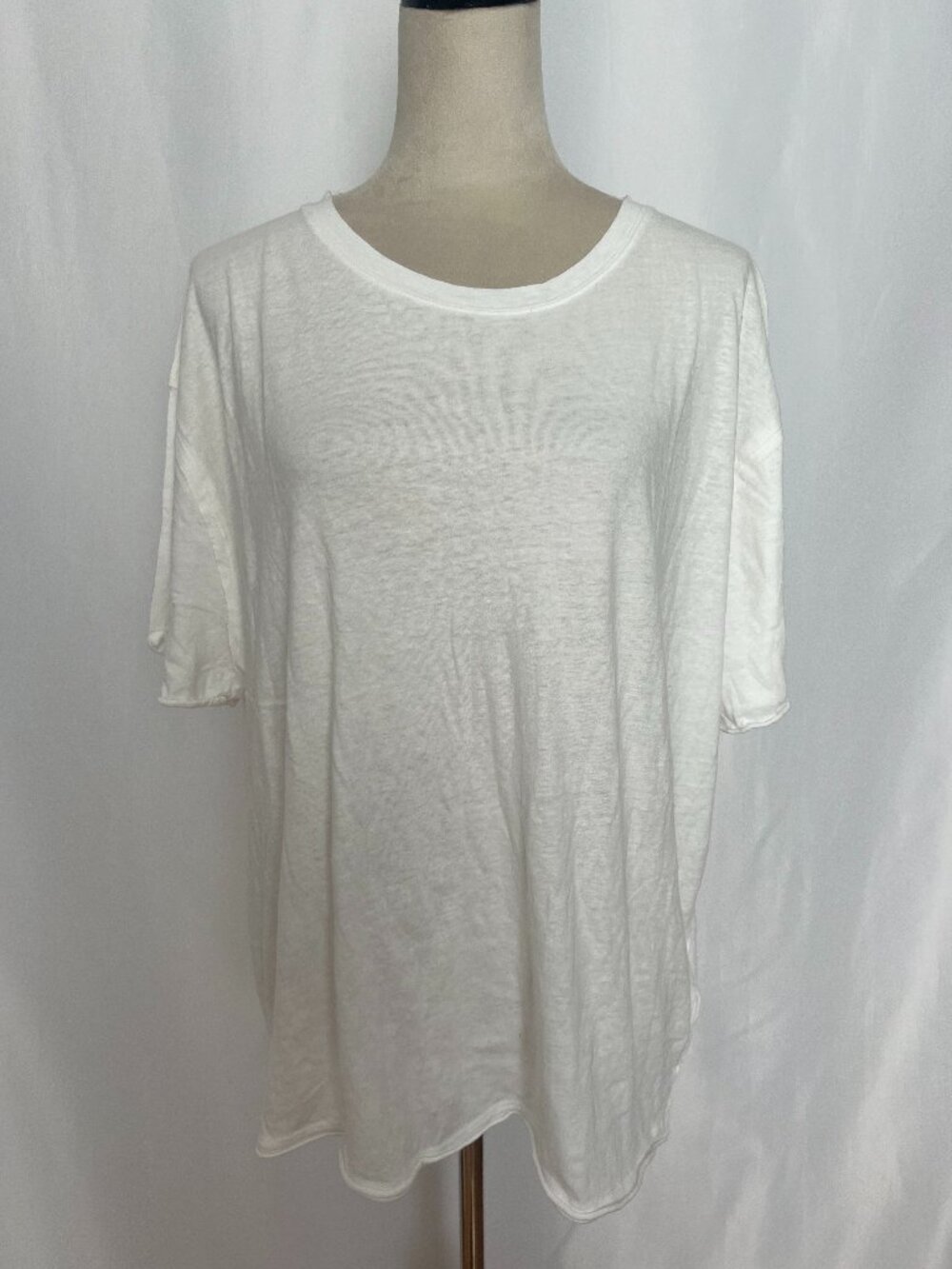 Free People Oversized Raw Edge Tee NWT Ivory M